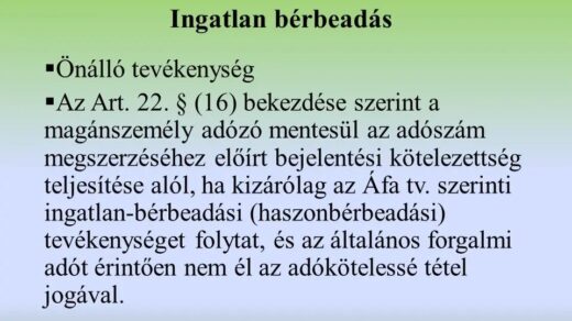 Adószám ingatlan bérbeadásához