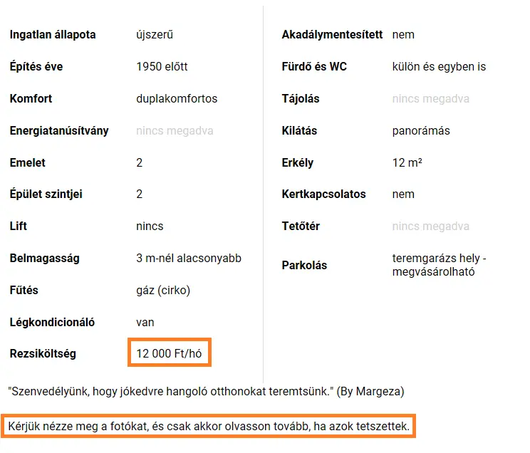 Diszharmonikus lakáshirdetések